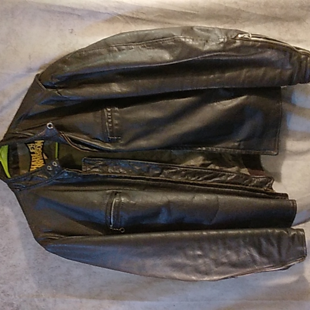 Dark brown leather Harley Davidson jacket
